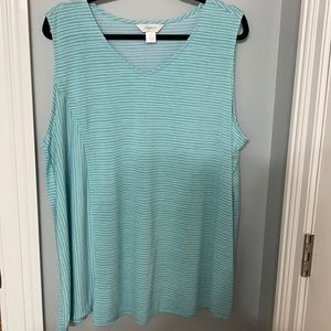 NWOT CJ Banks seafoam green/white sleeveless top